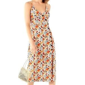 Urban Outfitters XS Amber Button Midi Dress in Fruit Print Tank V Neck Linen